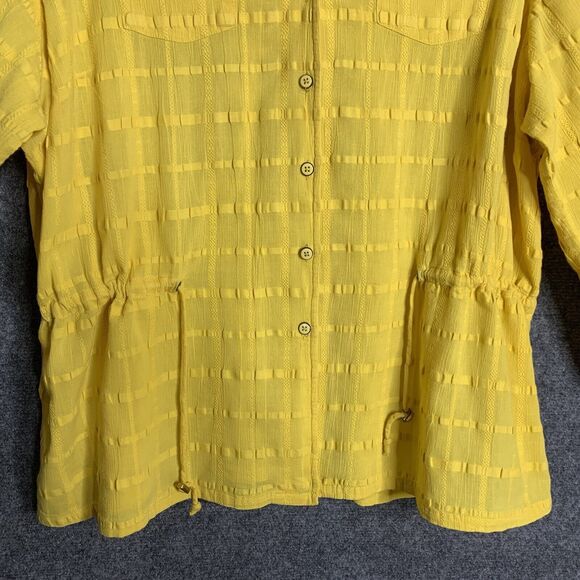 Jones New York Signature Women 2X Golden Yellow Shacket Button Up Corded Waist - Picture 3 of 14